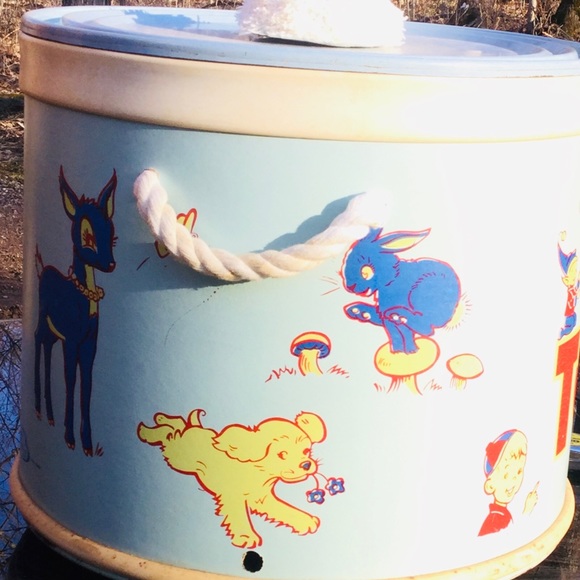 ⚜️ Vintage Toy Chest Barrel SWEET BOHO DEER BUNNY TOY BARREL - Picture 2 of 16